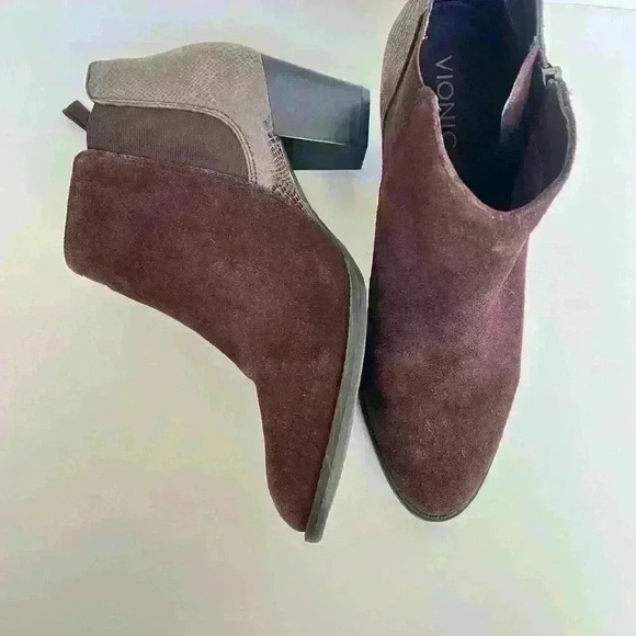 Vionic Anne Suede Snake Print Leather Zip Ankle Boots Booties - Picture 5 of 9